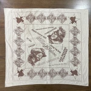 VTG 1977 Willie Nelson Bandana Handkerchief Country Music Tour Western Graphic